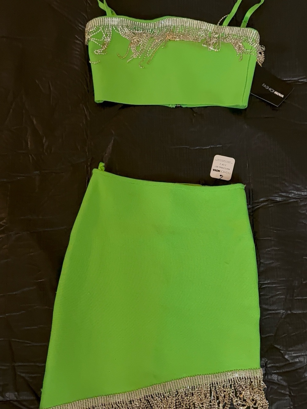 Fashion Nova Neon Lime Fringe Mini Skirt - Women's